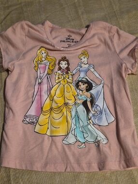 Disney Pink Princess Tee with Belle, Jasmine, Aurora & Cinderella